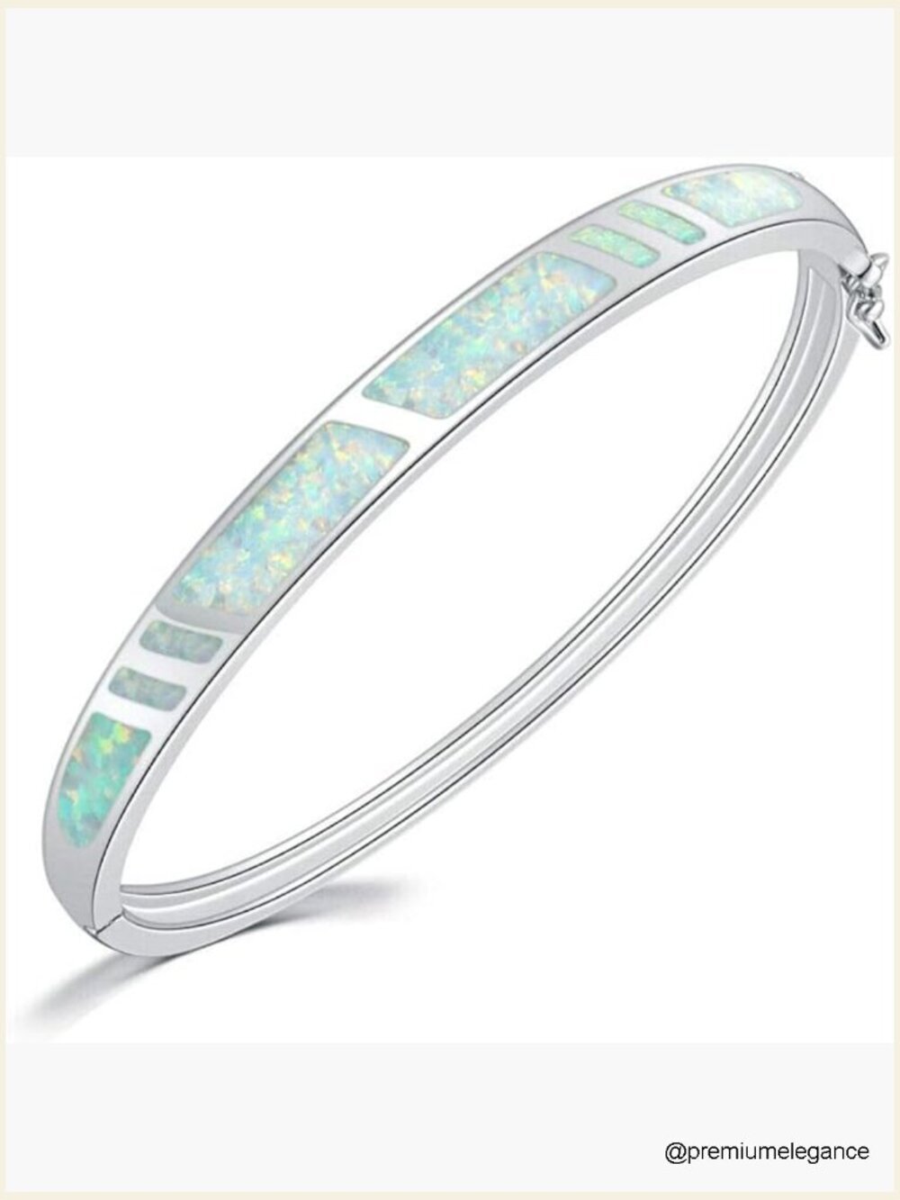 14K White Gold Plated Opal Bangle Bracelet Hypoallergenic Women Bracelet